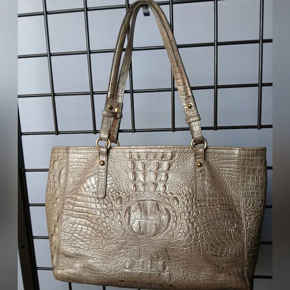 Brahmin 3pcSet Melbourne Asher Tote Bag Wallet&Case Crocodile Embossed Champagne - Picture 4 of 16